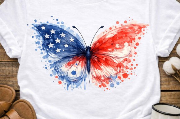 Download Watercolor Patriotic Butterfly USA PNG - Premium Resources