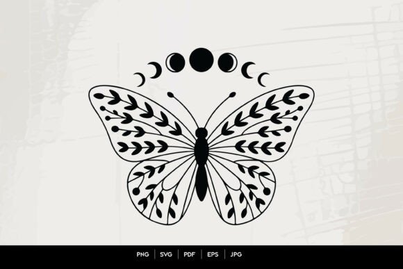 Download Moon Phase Butterfly Line Art - Premium Bundle