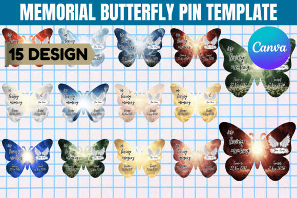 Download Memorial Butterfly Pin Canva Template - Premium Resources