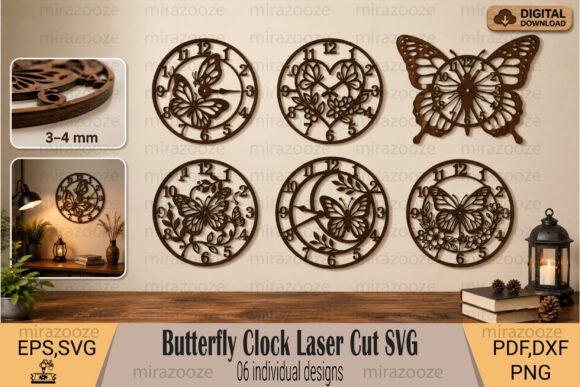 Download Butterfly Clock Laser Cut SVG - Premium Bundle