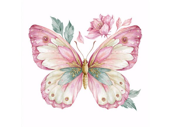 Download 11 JPG Pink Butterfly Watercolor Set - Premium Bundle